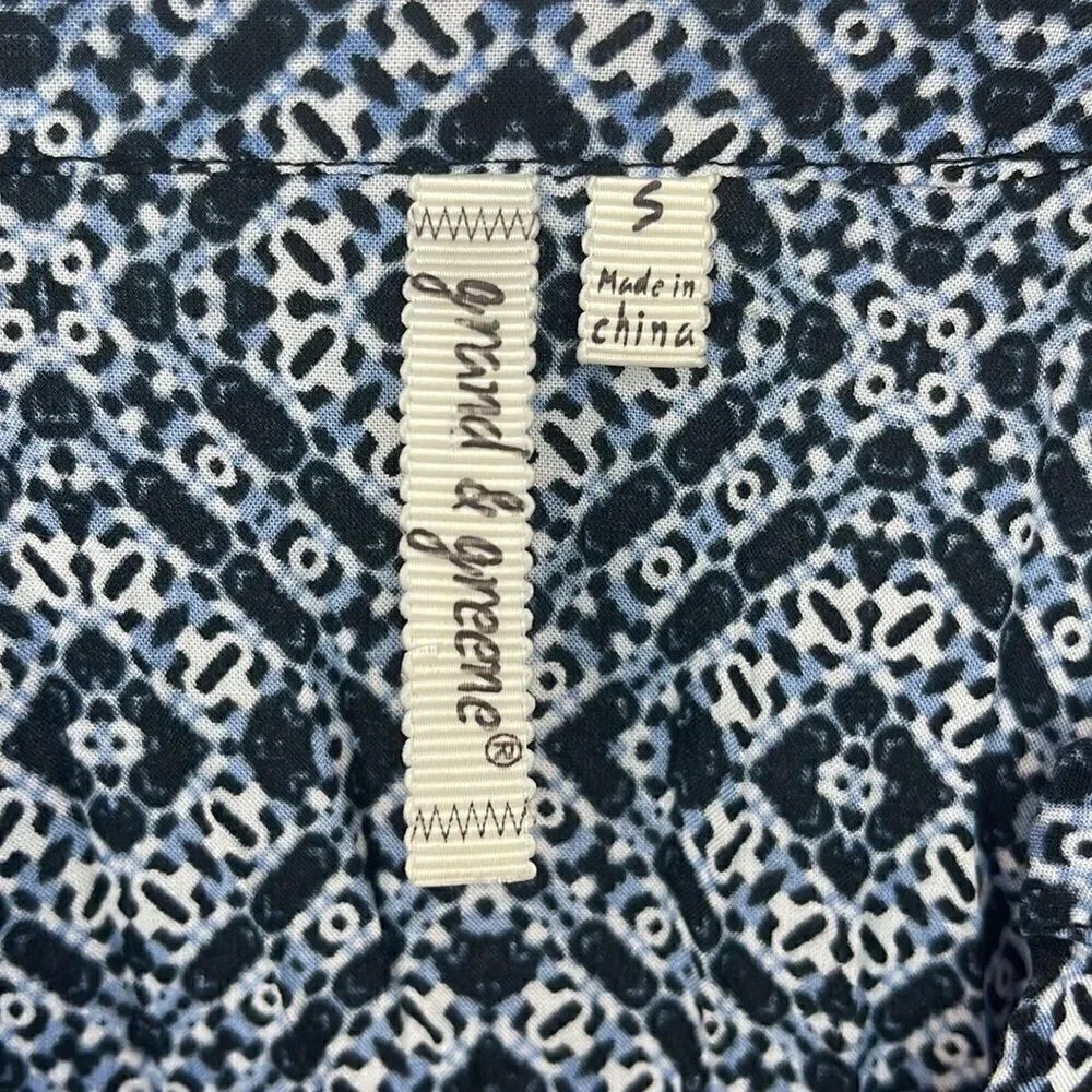 Grand & Greene Blue Patterned Blouse Size Small - Picture 2 of 5